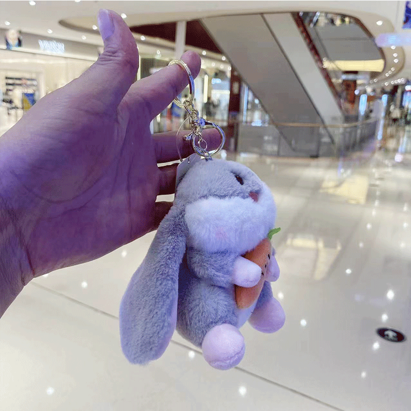 New radish Rabbit plush keychain, cartoon long-eared rabbit doll, schoolbag pendant, plush toy, claw machine doll pic 22