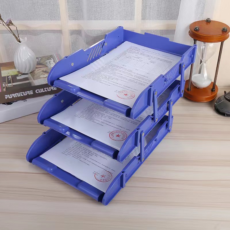 办公活动资料文件座 两层/三层推拉塑料收纳折叠文件盘推拉详情1