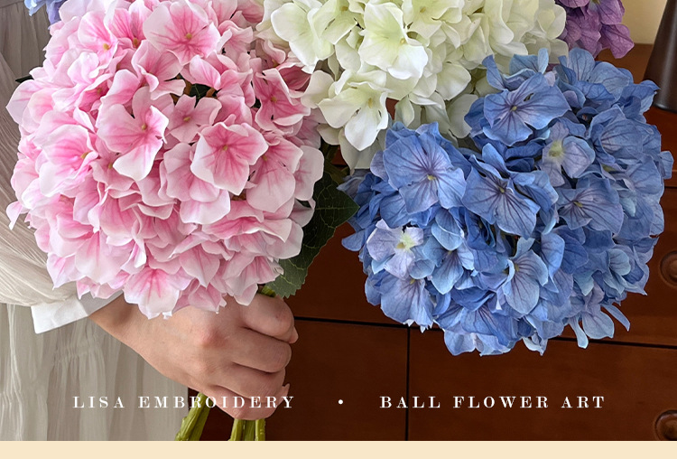3D打印144片3叶仿真丽莎绣球花假花餐桌花摆花婚礼布置DIY花材详情27