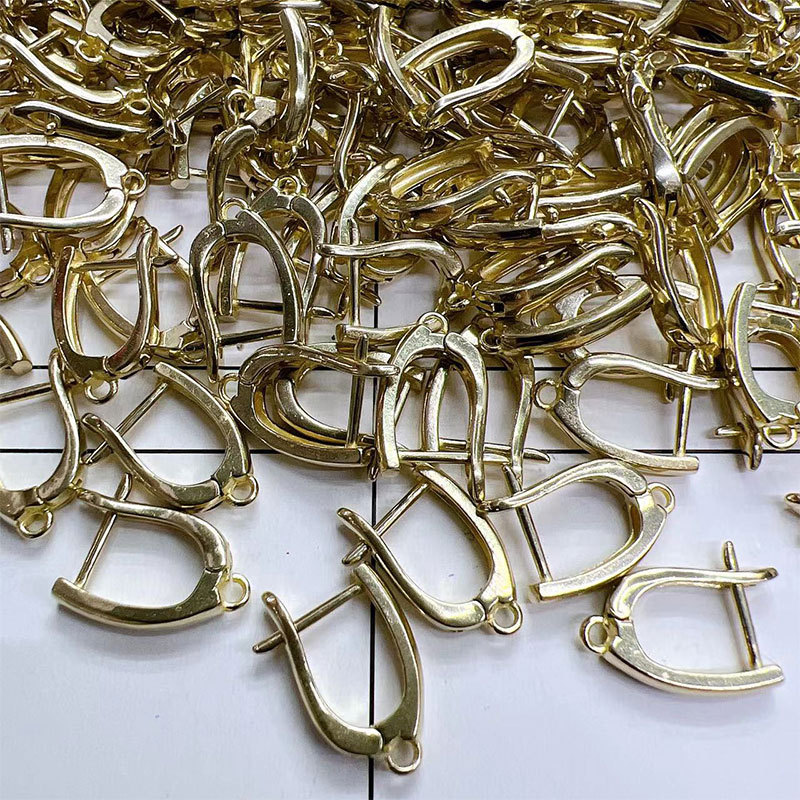 Simple U-shaped earrings with pendant rings, teardrop-shaped copper ear clips, handcrafted diy earrings, earrings and accessories, wholesale materials pic 2