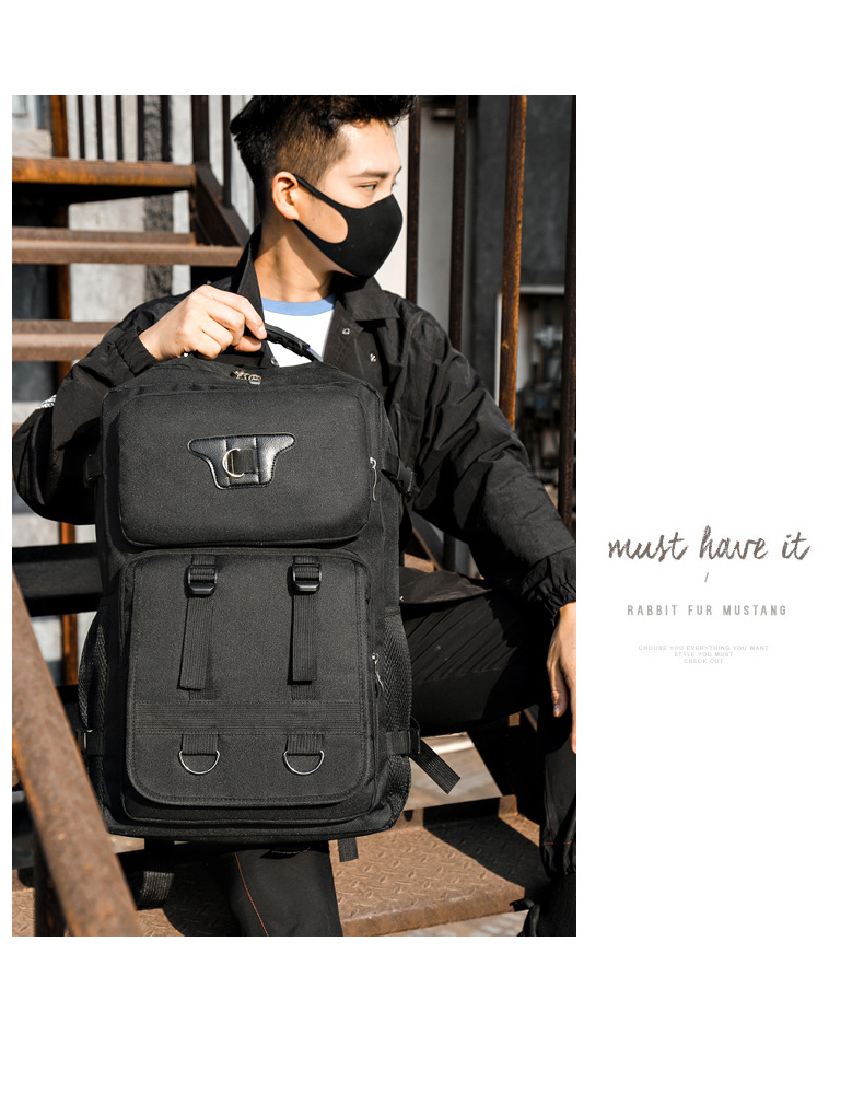 跨境新款个性潮男士功能多帆布双肩包大容量户外透气耐磨旅行背包详情14