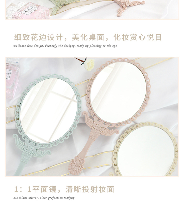 N3132 Vintage handle mirror comb set, makeup mirror comb, desktop mirror, student mirror, street stall supply pic 3