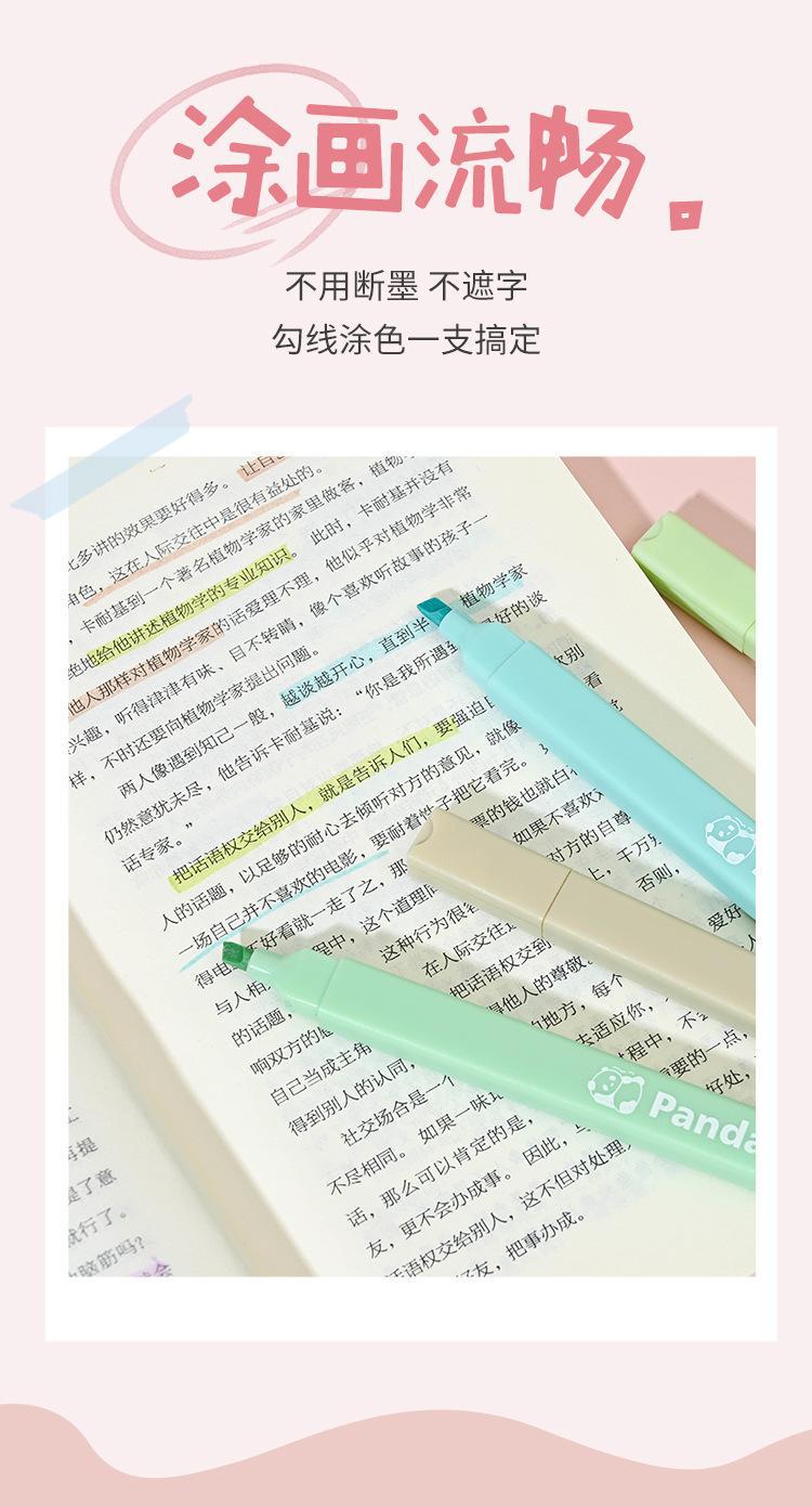 Cartoon panda highlighter, high appearance level, eye-protecting slanted marker pen, colorful key point marking notebook doodle marker pen pic 8
