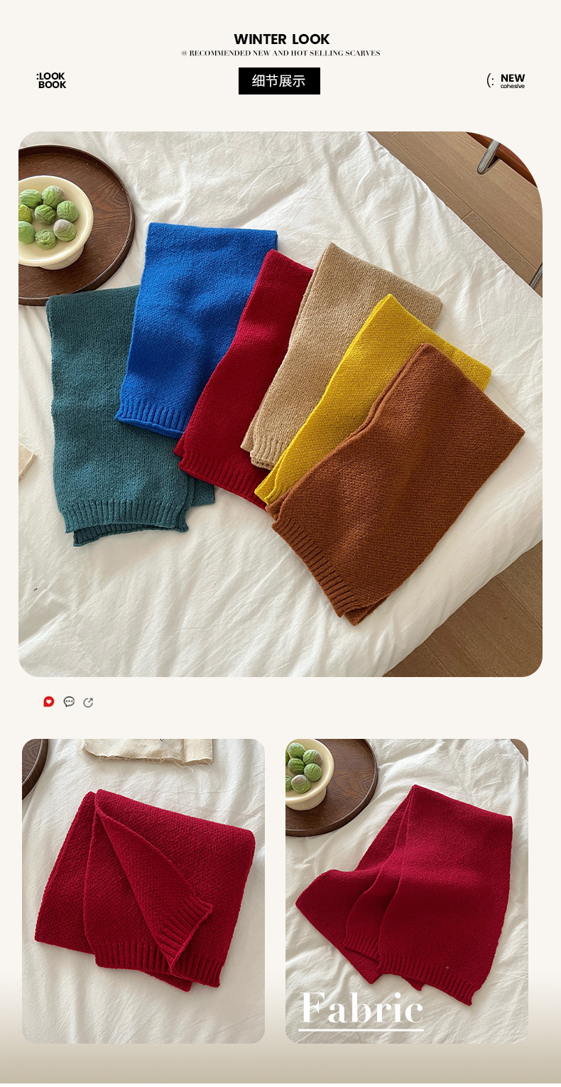 Mars Green Thickened Warm Scarf for Women 2024 New Style faux Cashmere Scarf, Korean style, versatile and warm 2024 New style pic 10