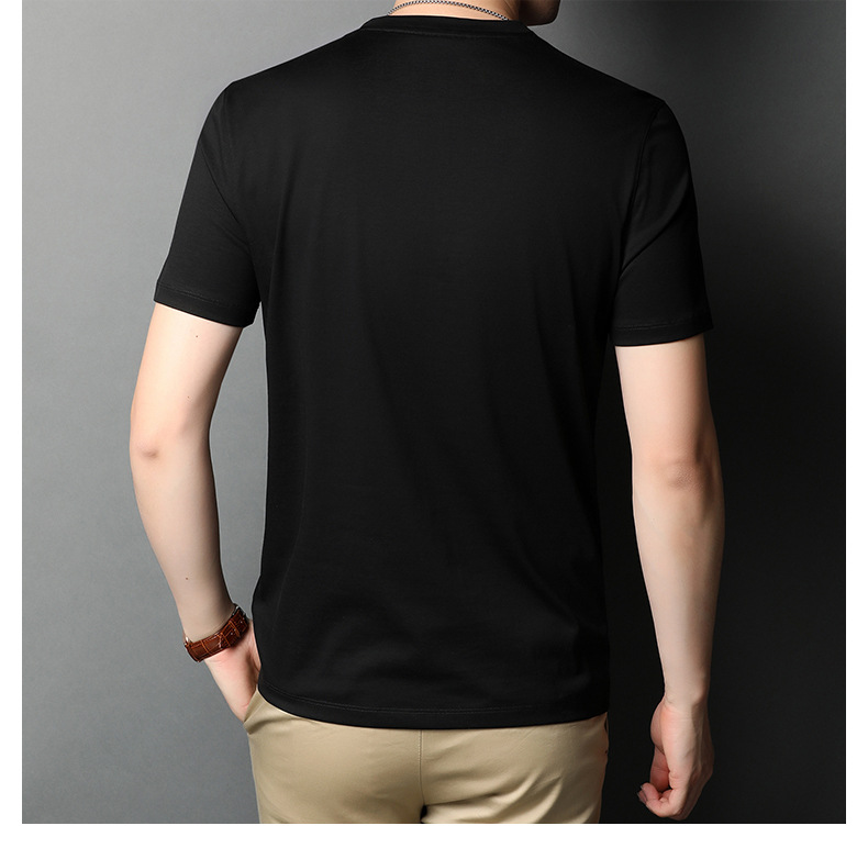 A new short-sleeved T-shirt for men made of mulberry silk in summer, with a round neck and solid color. It is a simple and thin Korean-style trendy base layer made of silk pic 48