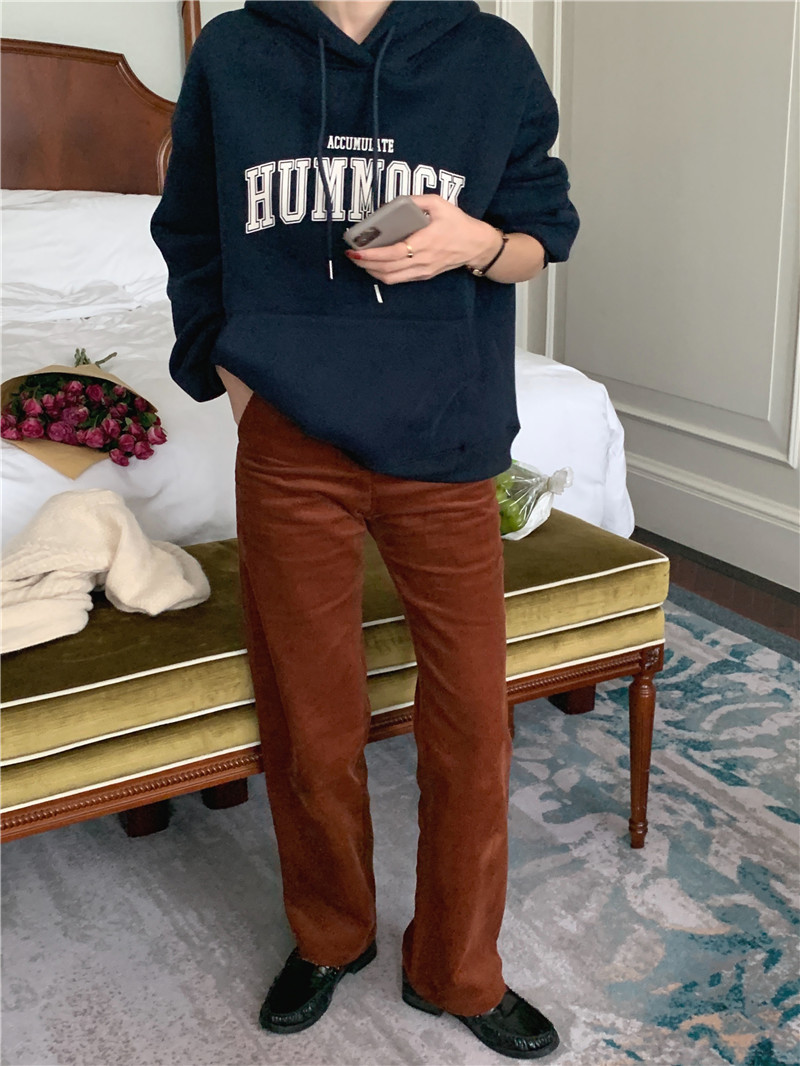 Letter-printed pullover with fleece hooded sweatshirt for women 2023 autumn/Winter new style Korean loose and versatile long-sleeved top pic 49