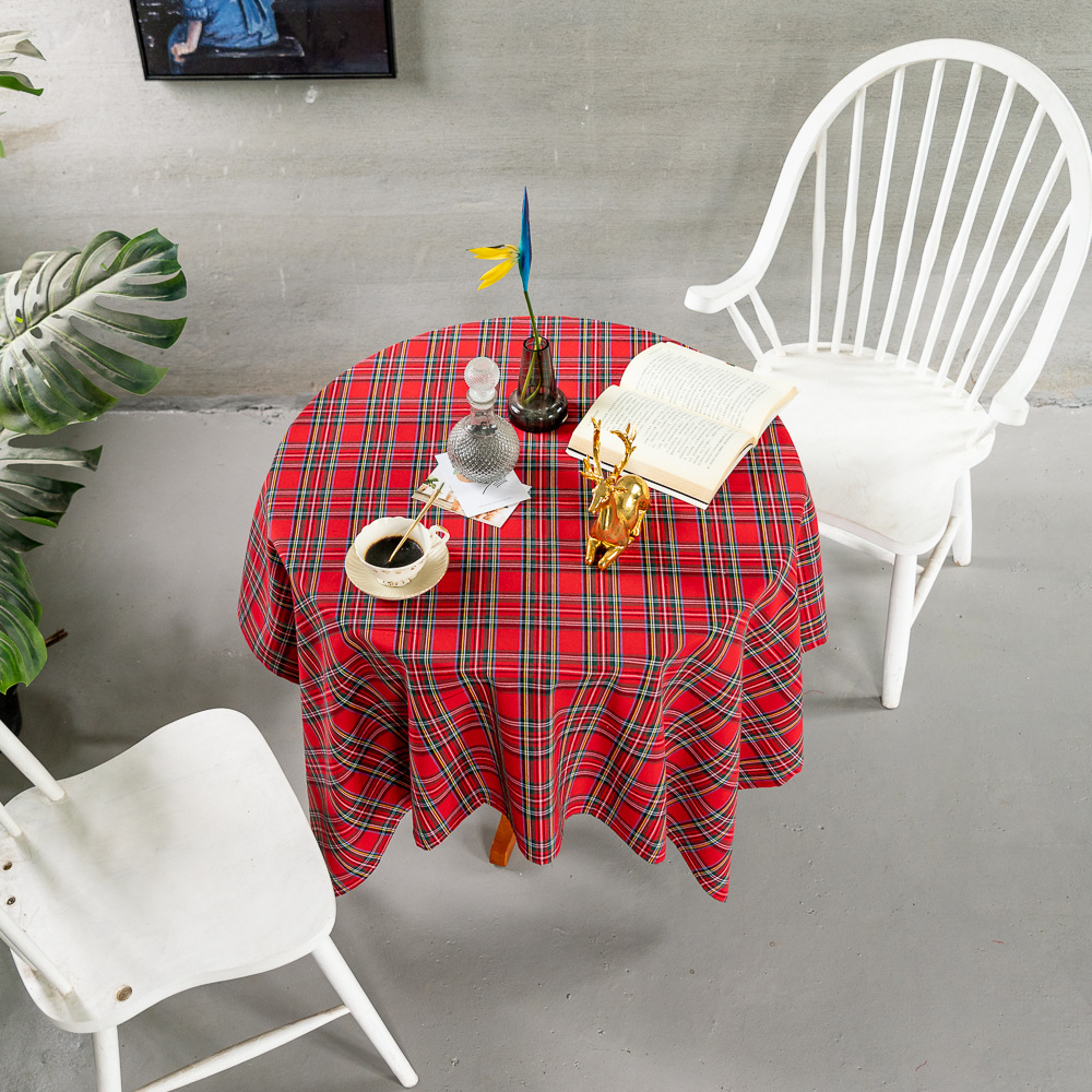 Cross-border Christmas holiday decoration table fabric, retro striped checkered cotton and linen restaurant party cover, Amazon pic 60