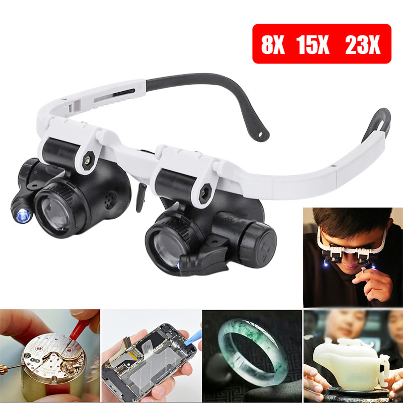 Three magnifications of head-mounted glasses, high-magnification mechanical watch repair, engraving, antique jewelry appraisal, LED light 9892H1 pic 15