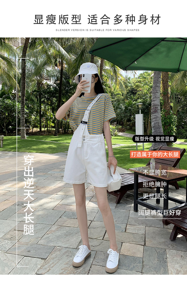 Summer retro salt single-shoulder overalls for women 2021 new style fashionable and youthful thin denim shorts, Korean style loose pic 3