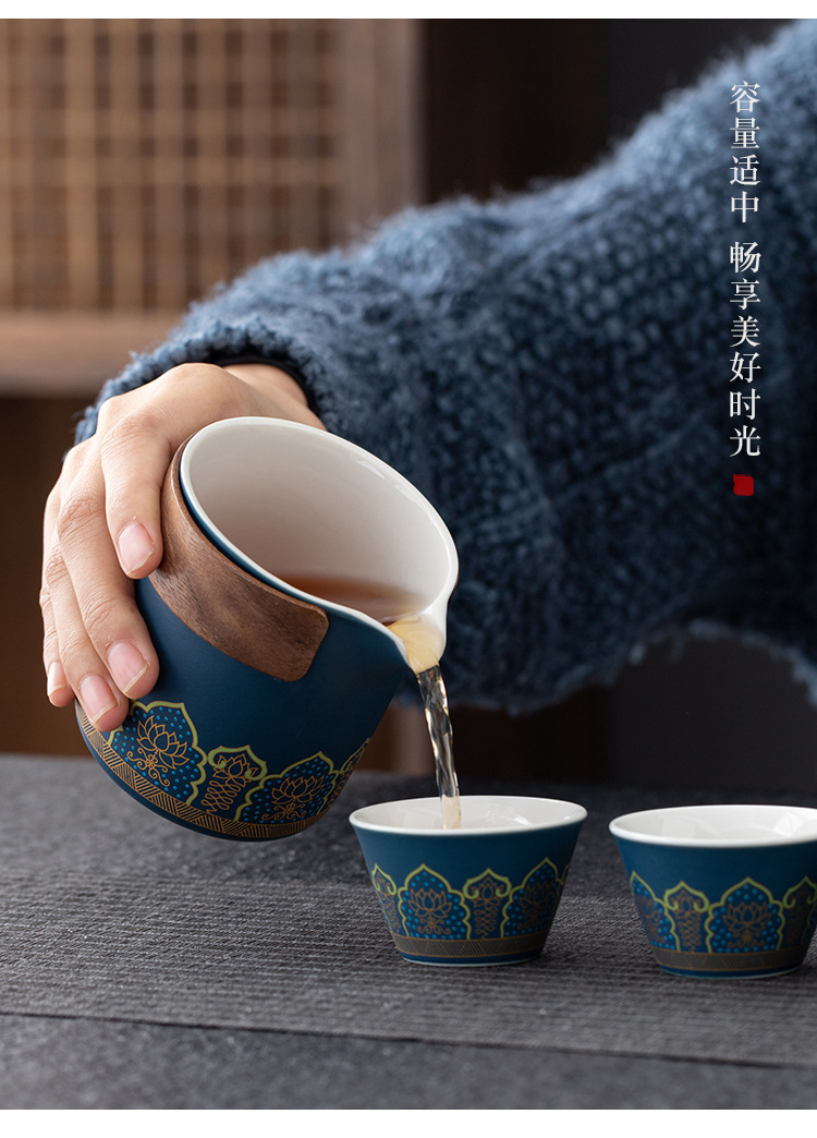 Travel tea set, ceramic express portable, one pot, three cups, business cultural and creative gift, festival souvenir, printed logo pic 40