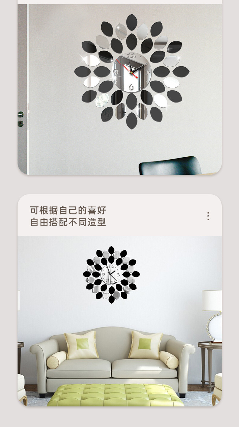 柠檬镜钟批发镜面3d墙贴客厅卧室沙发电视背景墙贴3D立体墙贴详情6