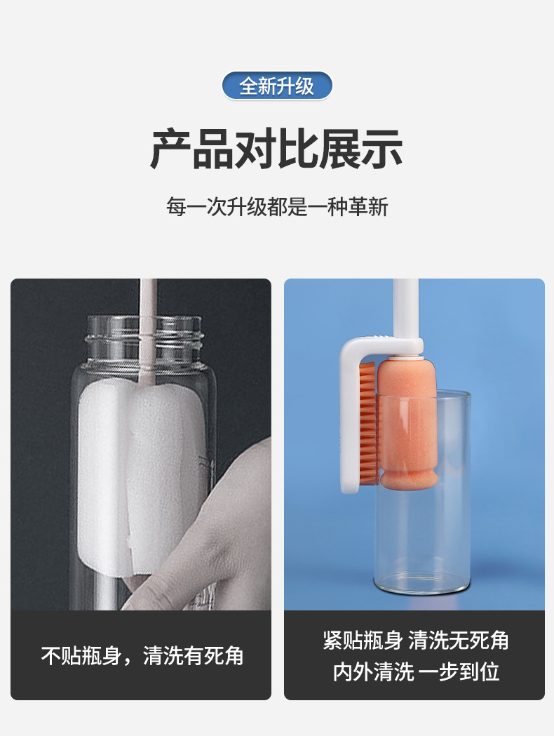 杯刷三合一胡萝卜长柄家用多功能洗杯刷清洁海绵瓶刷清洁刷批发详情32
