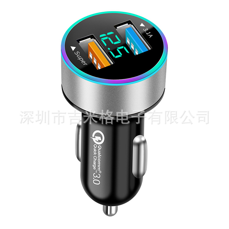 新款qc3.0车充66W 65W 40W超级快充数显车充PD20W双USB车载充电器详情25