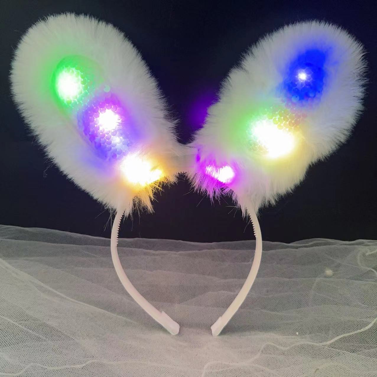 Luminous plush rabbit ear headbands with flashing lights, selling cute rabbit ear headbands, setting up stalls at night markets, and wholesale toys pic 11