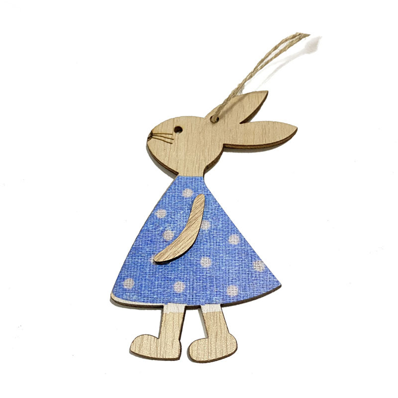 新款复活节装饰工艺品木质复活节兔子挂件 ins风家居装饰品挂件详情3