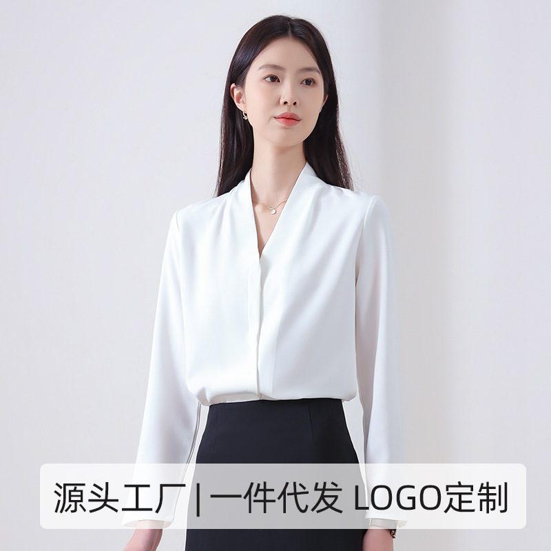 时尚衬衫女夏时尚宽松弹力透气女士长袖衬衣气质职业上衣工装详情11