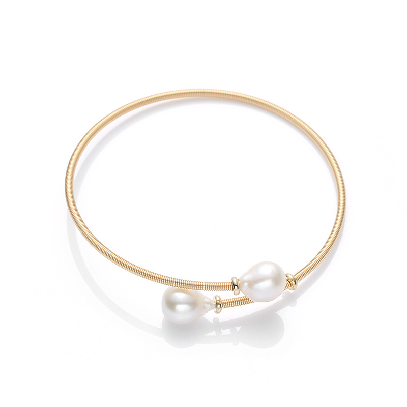Fashion trend natural freshwater pearl bracelet 14K gold-plated double pearl Korean-style pearl bracelet adjustable jewelry pic 11