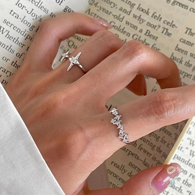 不规则星星组合戒指女ins小众设计时尚个性百搭开口可调节食指戒详情3