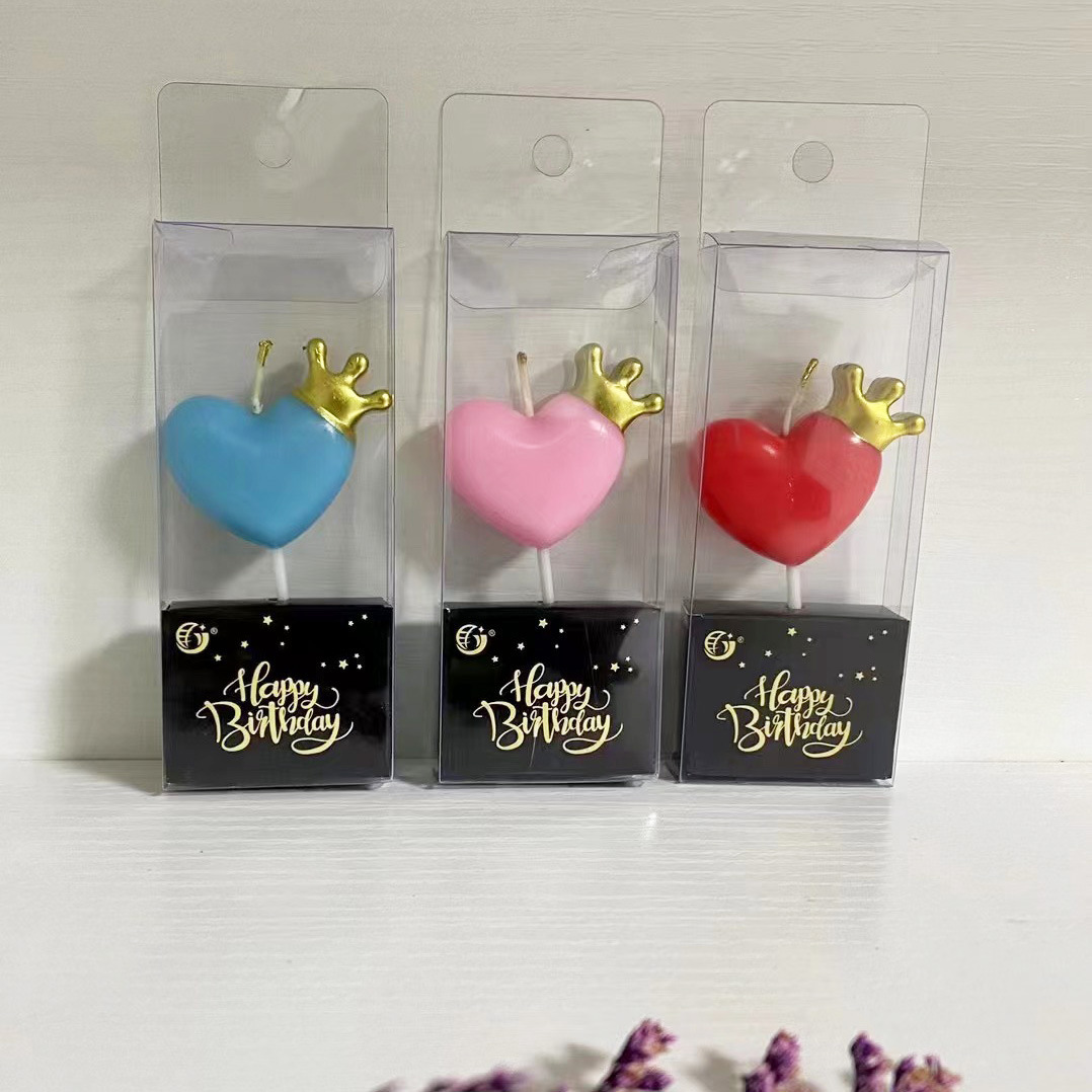 New gold-plated crown heart-shaped candle surprise party supplies Birthday cake decorations pic 2