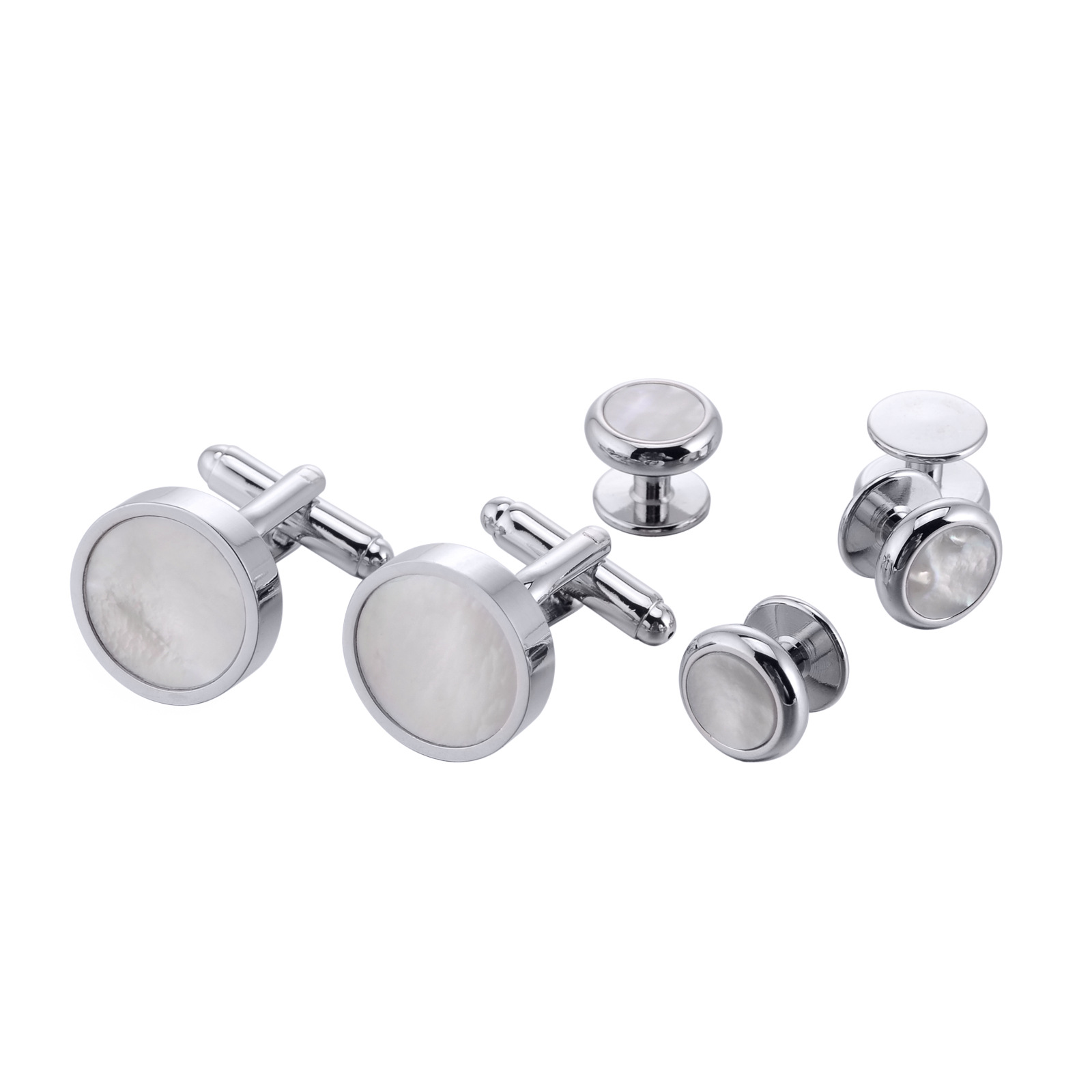 跨境男女士高档经典圆形白玉贝母法式袖扣商务晏会西装衬衫袖口钉详情4