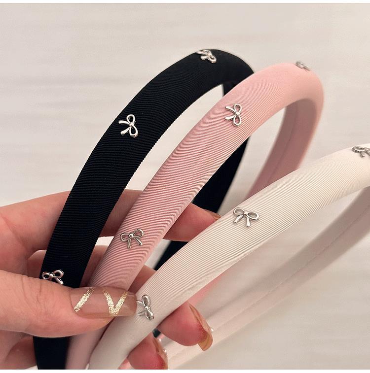 Korean-style fashionable and versatile bow headband, simple solid-color fabric sponge headband, high top headband, headwear and hairpin pic 17