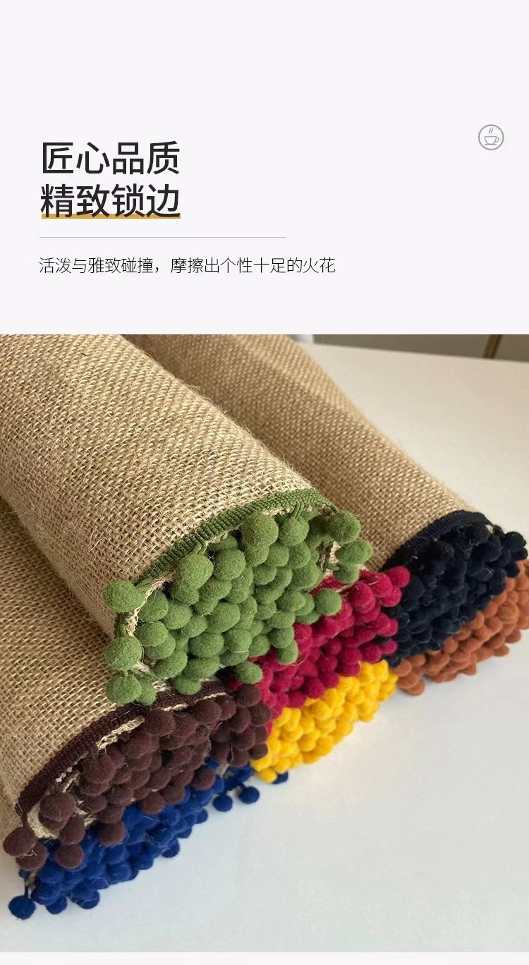鑫贝 跨境亚马逊黄麻流苏编织桌旗欧式轻奢桌子圣诞装饰复古简约大方高级感茶几桌垫桌旗流苏边详情4