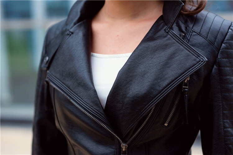 韩版新款莫文蔚明星同款机车PU皮衣女装上衣皮夹克短款修身显瘦黑详情10