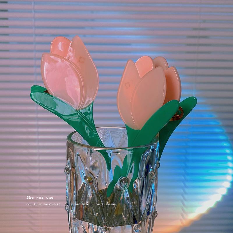 让郁金香长在头上~时髦设计感发夹花朵抓夹个性发夹鲨鱼夹发饰潮详情1