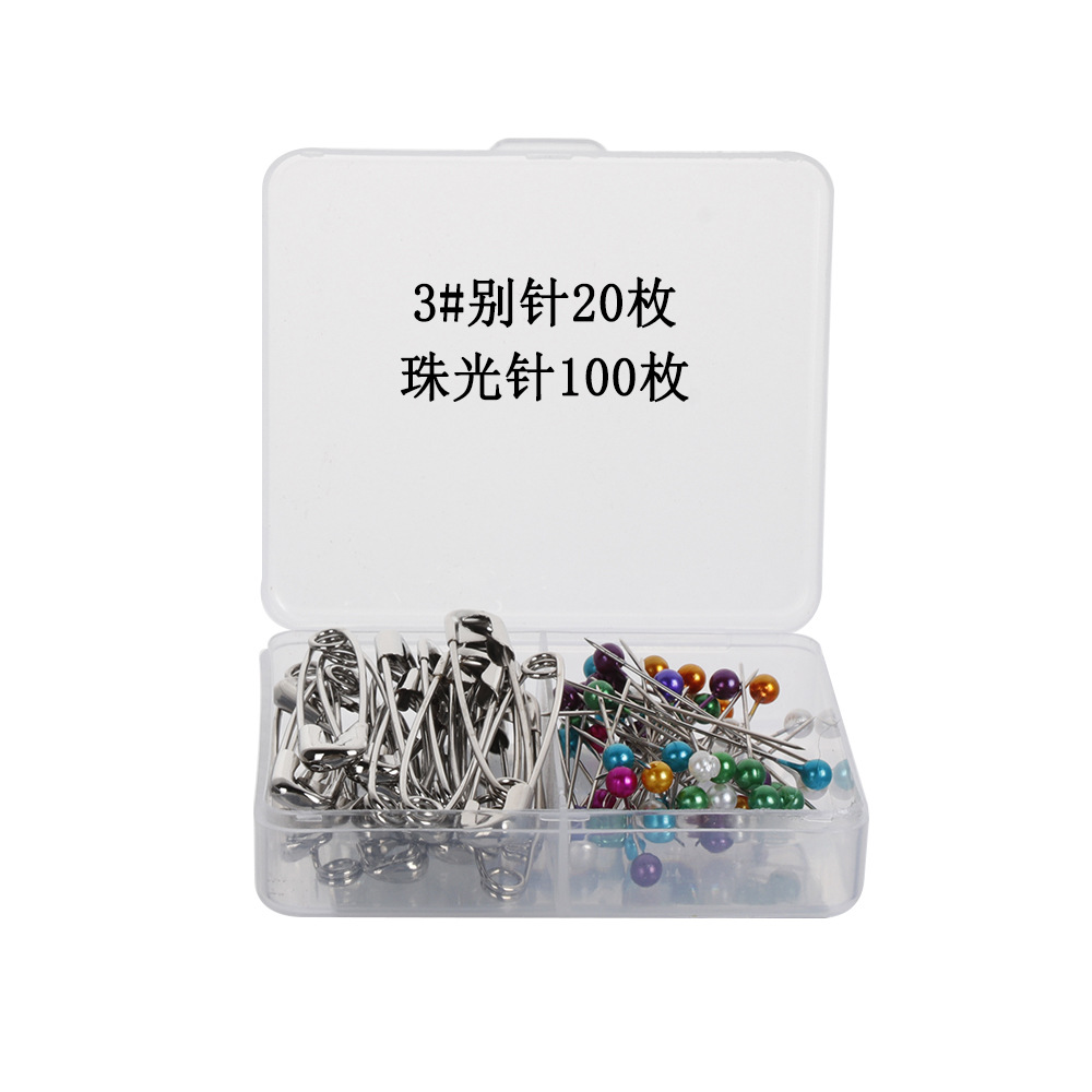 亚马逊120枚两格装别针+珠光针套装彩色珠光针定位针厂家批发详情9