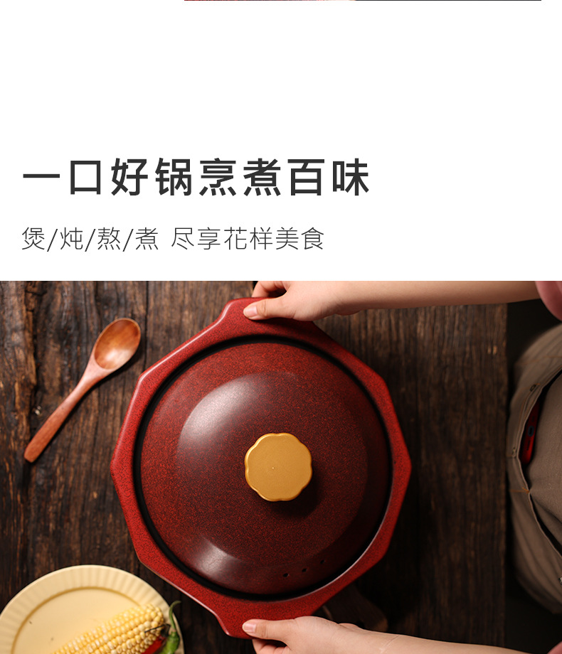 Tao Bao Wang Gem Pot, Chinese retro clay pot, household gas stew pot, pot clay pot, 1100℃ high-temperature resistant pic 13