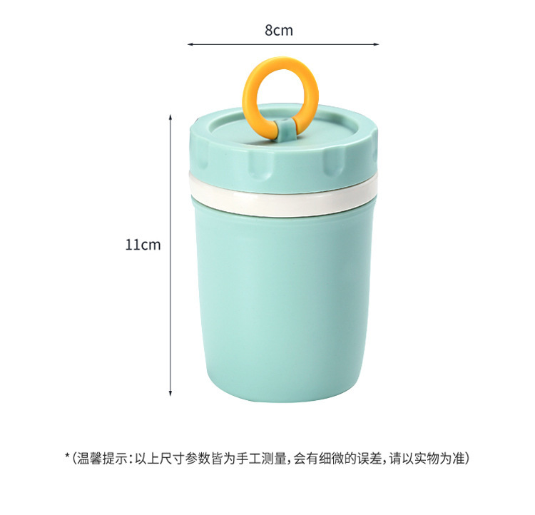 创意INS提环塑料双层水杯 可微波汤杯燕麦杯上班族便携早餐牛奶杯详情11