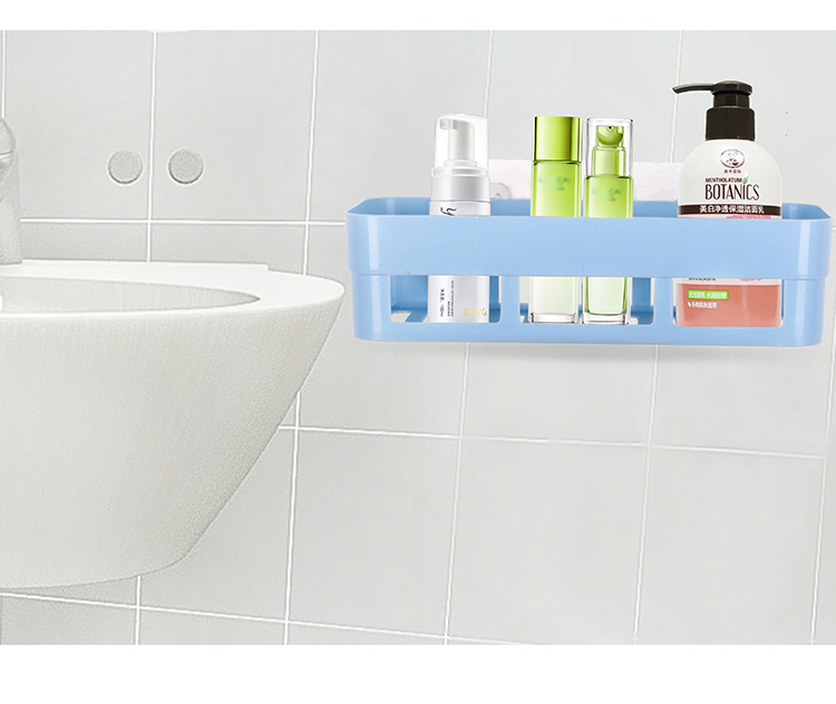 Bathroom non-perforated plastic storage rack, bathroom toiletries storage rack, multi-functional perforated empty storage rack pic 12