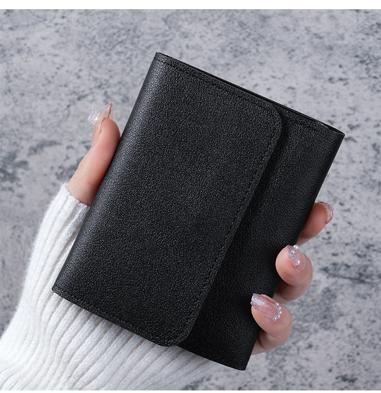 简约短款女士钱包学生票夹子多功能卡包零钱三折超薄款光面钱包详情10