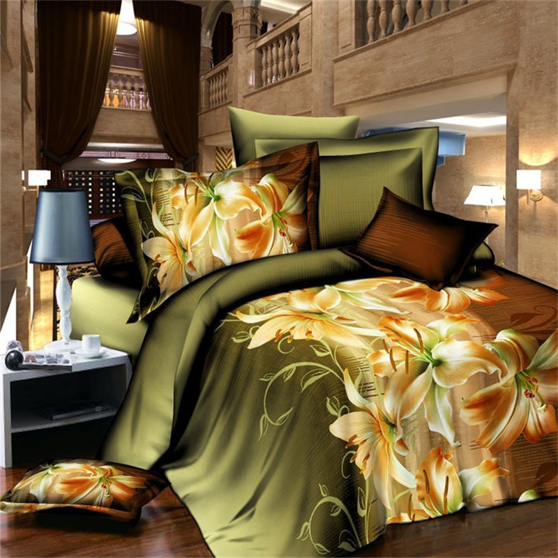 Wholesale of 3D four-piece sets of printed bedding for export with active brushed large patterns pic 51