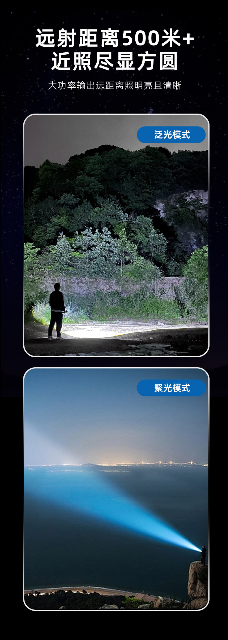 新款手电筒强光可充电式户外超亮远射小型迷你便携家用耐用灯详情7