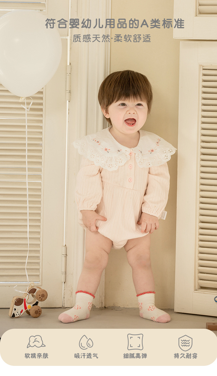 袜子地摊一件代发宝宝袜子批发夏季薄款海德花园条纹网眼袜女童精梳棉无骨新生儿袜一件代发详情6