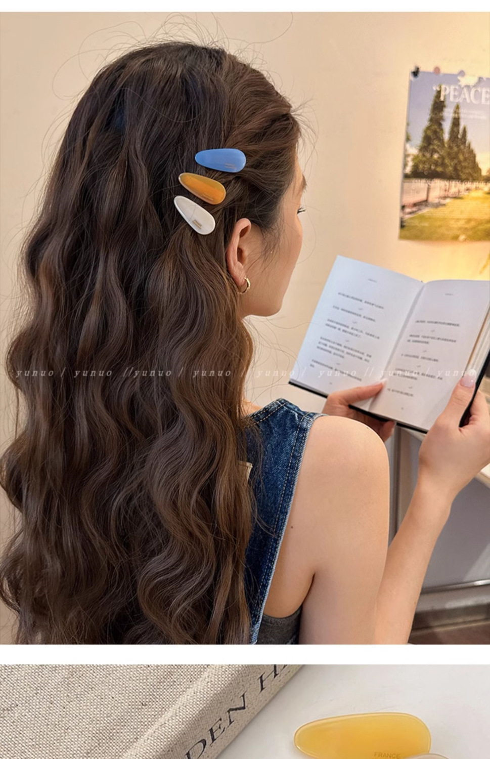 3-piece set of spring and summer water drop small hair clips, side clips, fringe clips for women, 2025 new high-end style duckbill clips headwear pic 6