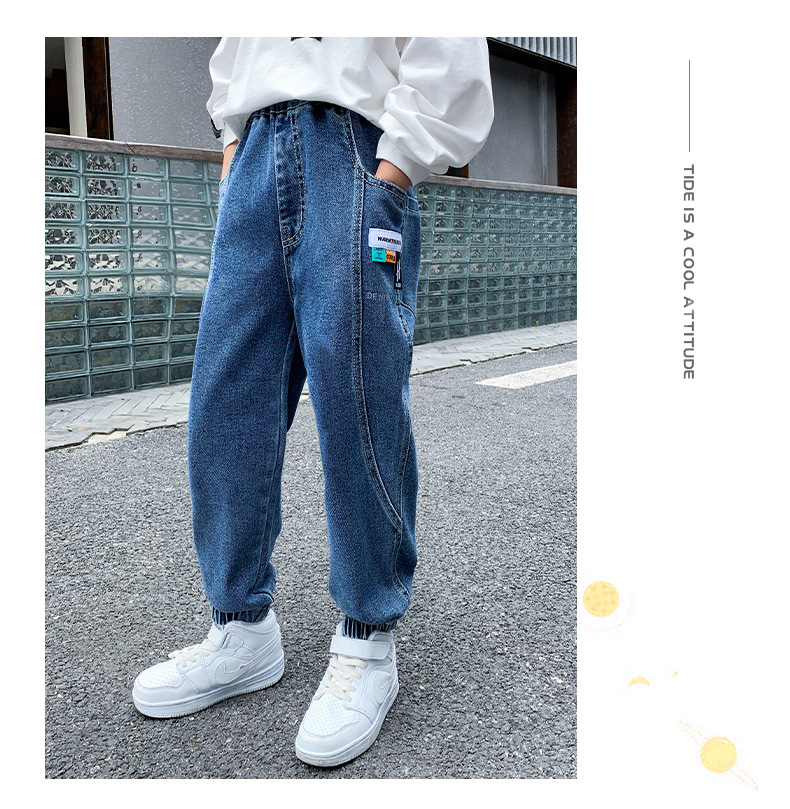 Chico jeans otoño invierno nuevo 2022 niño medio grande pantalones casuales marca de moda pantalones rectos pantalones niños wholesale pic 13