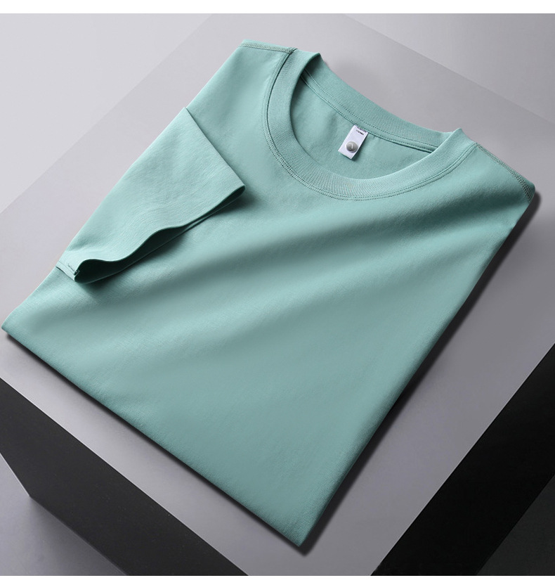夏季新款高级感弹力短袖t恤男宽松纯色圆领半袖丝光棉体恤打底衫详情16
