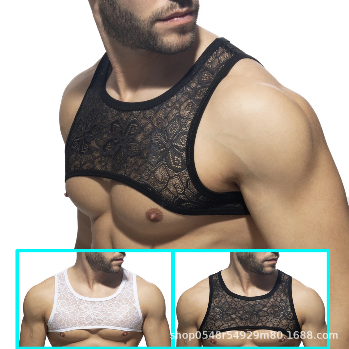 2024新款AD男士情趣内衣平角连体衣性感背带裤欧美情趣套装男潮流详情1