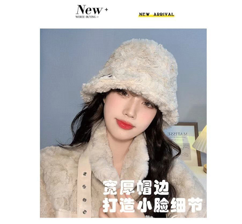 秋冬加绒加厚保暖渔夫帽羊羔绒盆帽女生冬季潮流时尚百搭毛绒帽子详情7