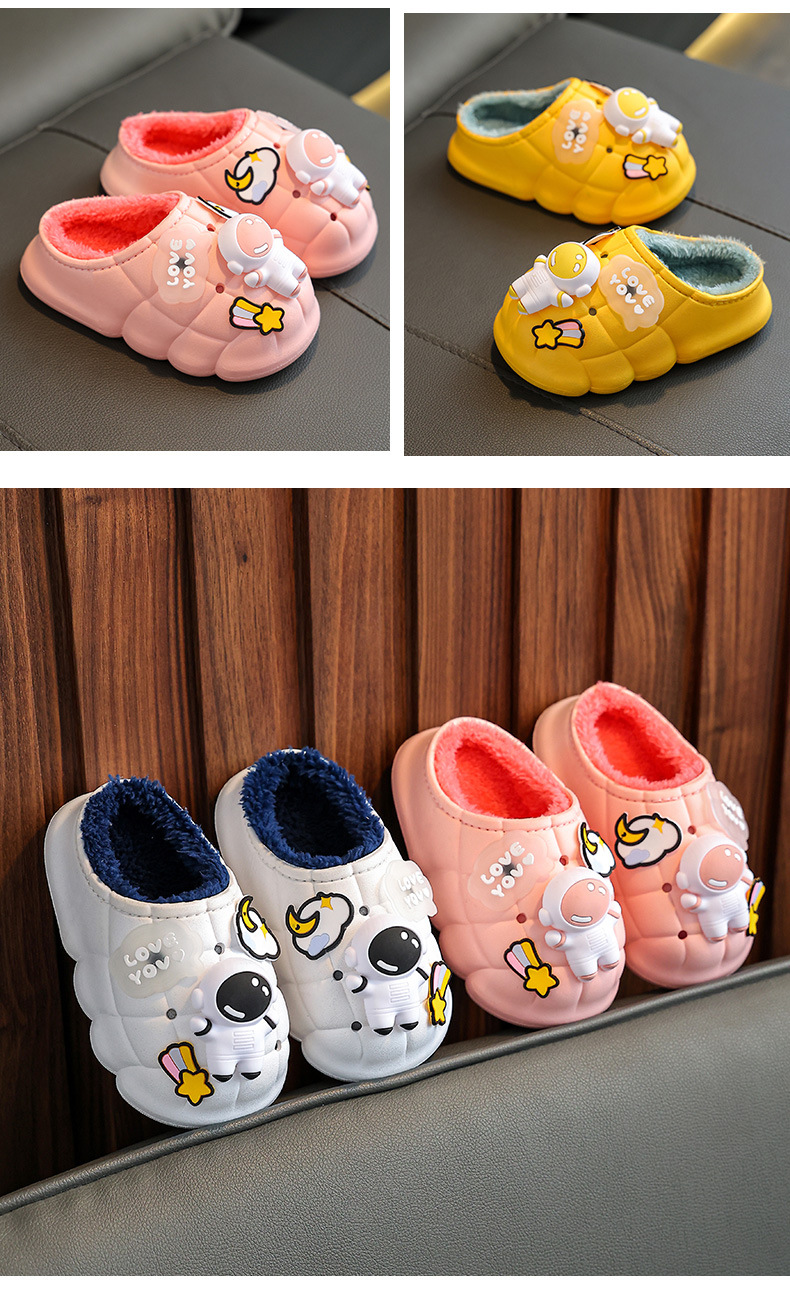 儿童棉拖鞋男童冬女童小孩婴幼儿室内居家宝宝防滑毛毛包跟棉鞋冬详情18