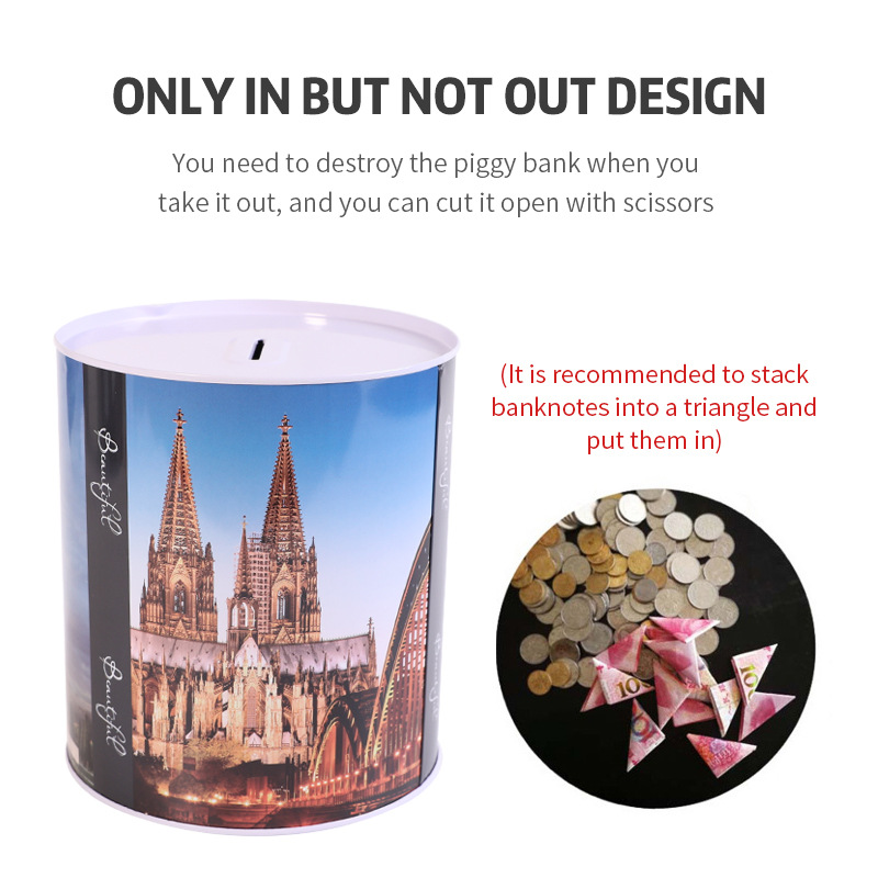 Self-owned brand, large architectural landscape, creative piggy bank, student gift, Kulomi book, safe cabinet-style savings display pic 26