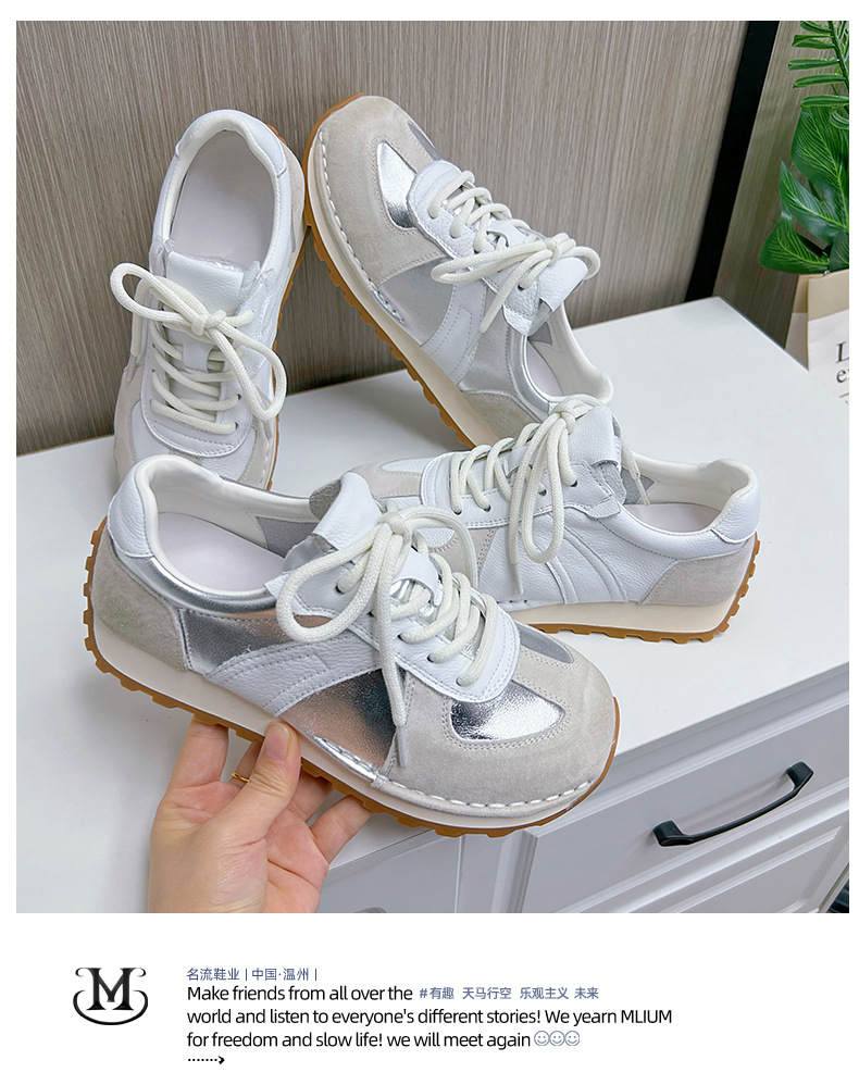 真皮阿甘鞋女2024秋季新款平底运动德训鞋女休闲小白鞋女百搭女鞋详情49