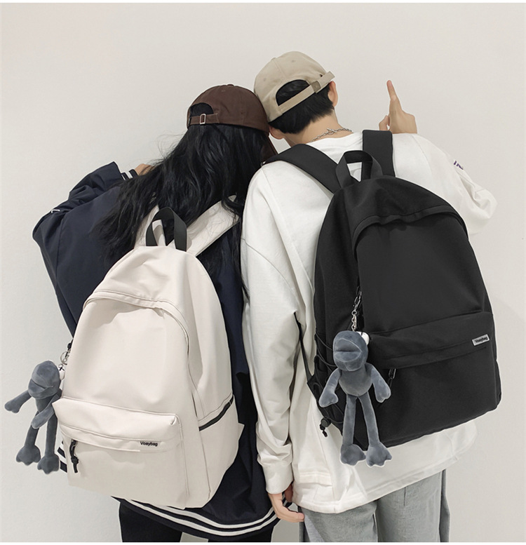 A large-capacity, ins, trendy and cool, canvas, simple grey backpack for boys in junior high school, senior high school and college pic 13