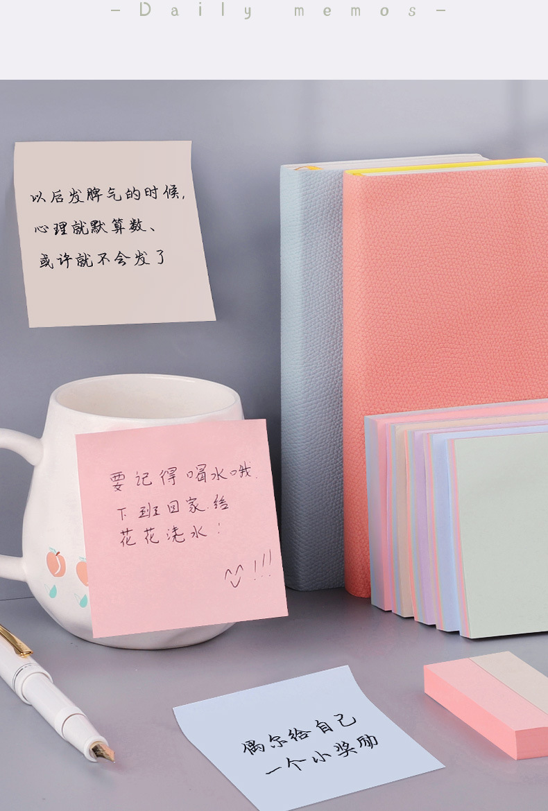 Wholesale of new colored sticky notes, long index stickers, office message notes, student cute N-time stickers pic 17