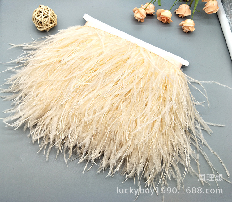 Wholesale 8-10 cm ostrich wool fabric edge colored feather fabric tape, clothing decoration tape fabric edge ostrich ribbon pic 39