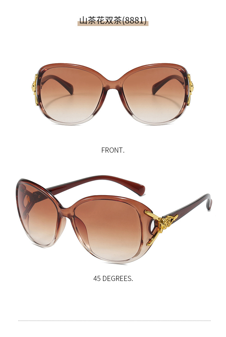 Wholesale of classic large-frame sunglasses for women with fox heads, fashionable camellia sunglasses for middle-aged and elderly people pic 16