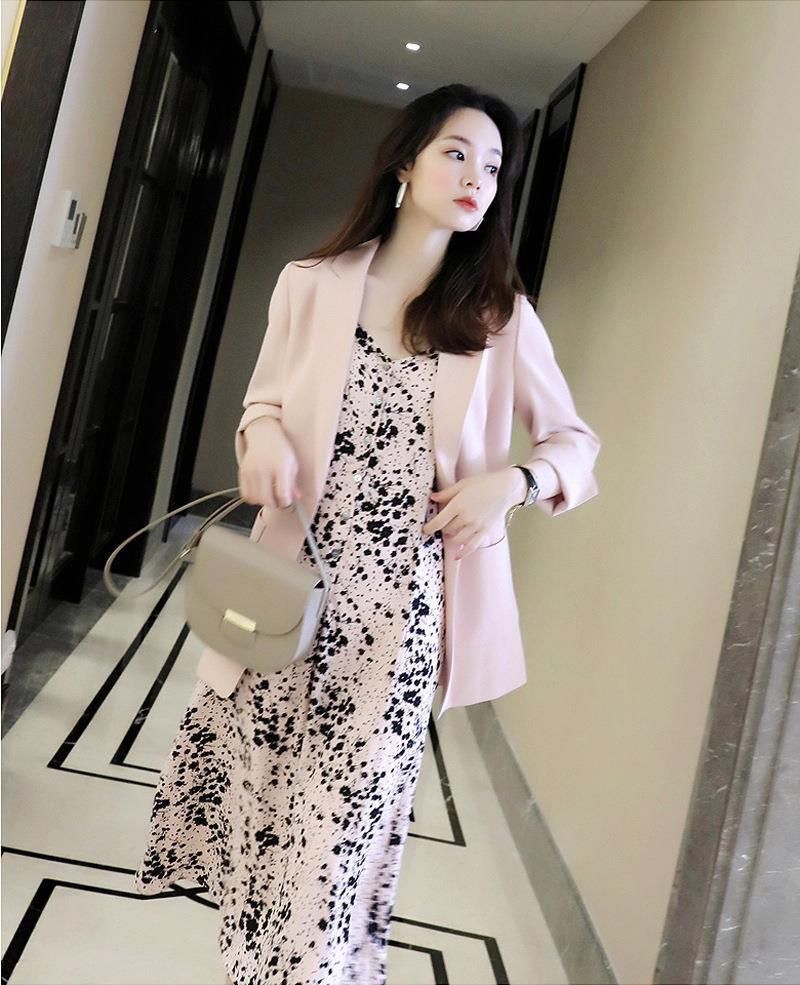 2022春夏季洋气显瘦七分袖西装裙子两件套大码女装胖妹妹遮肉套装详情15