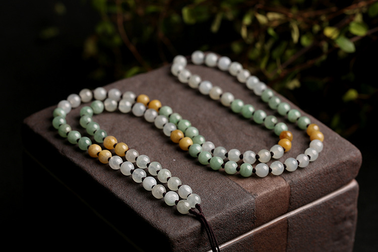 Natural premium jadeite A-grade round beads 5mm woven necklace rope round bead pendant hanging rope jadeite bead chain pic 7